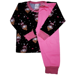 0336 Pijama Bonequinha com Calça Rosa 1